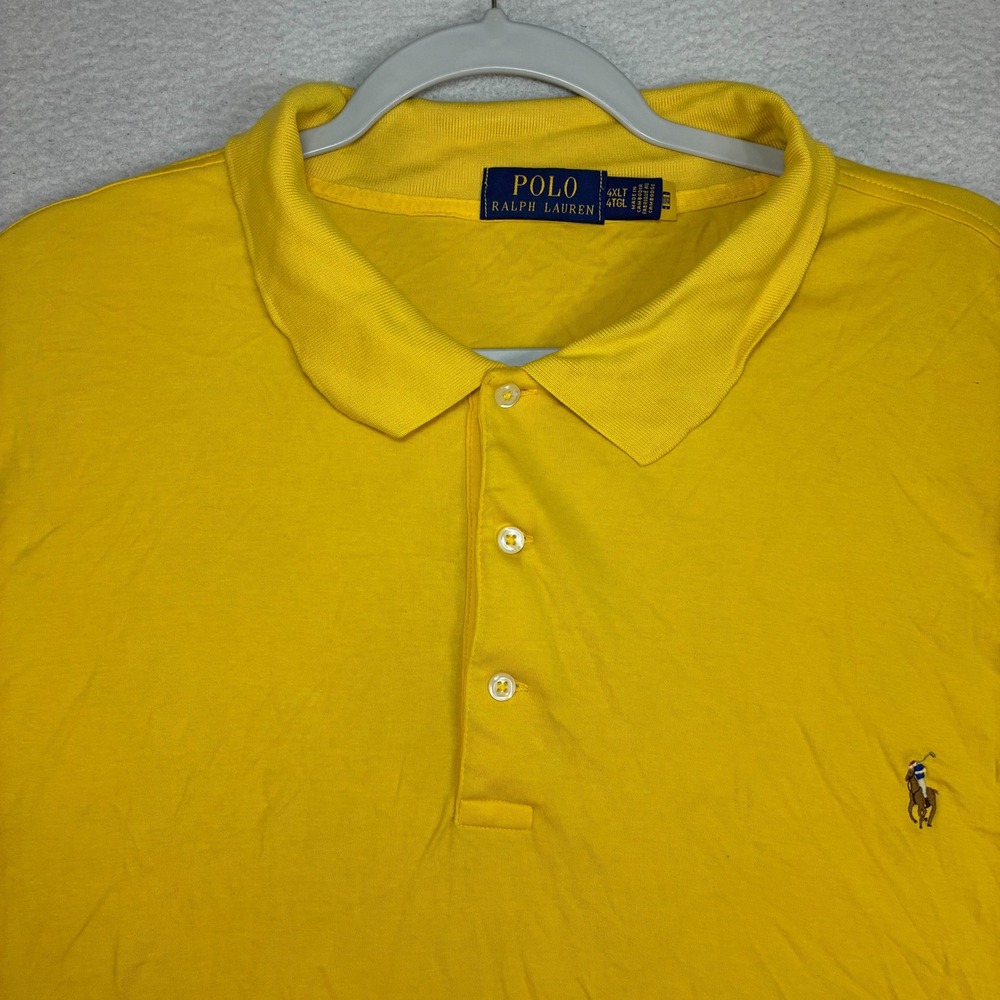Polo Ralph Lauren Polo Shirt Men 4XLT Yellow Flesh Pony Short Sleeve Casual Tall